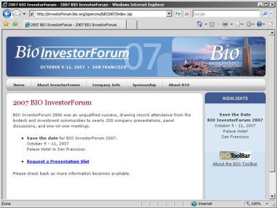 Bio Conference Websites 2007