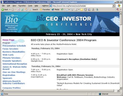 Bio CEO and Investor 2004 Conference