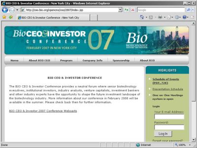 Bio Conference Websites 2007
