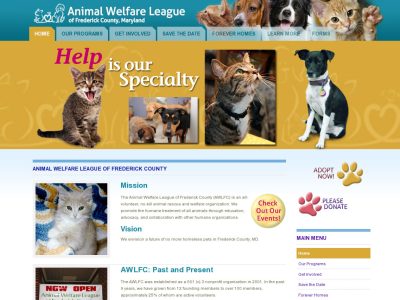 Animal Welfare League of Frederick County Website